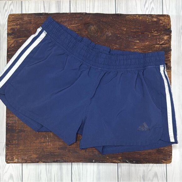 Adidas Primegreen Shorts Sz Medium Blue w/Side Stripes Elastic Waist - Picture 2 of 3